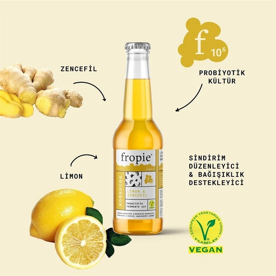 Fropie Limon & Zencefilli Probiyotik Kombucha - 250 ml