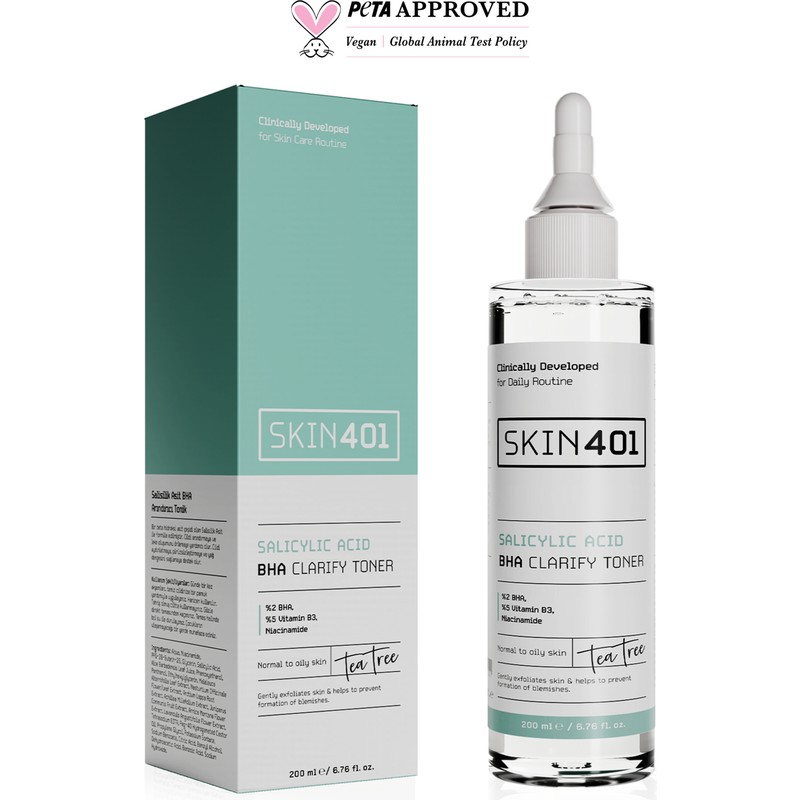 Skin401 %2 Salisilik Asit Bha Arındırıcı, Siyah Nokta Karşıtı Tonik 200 ml