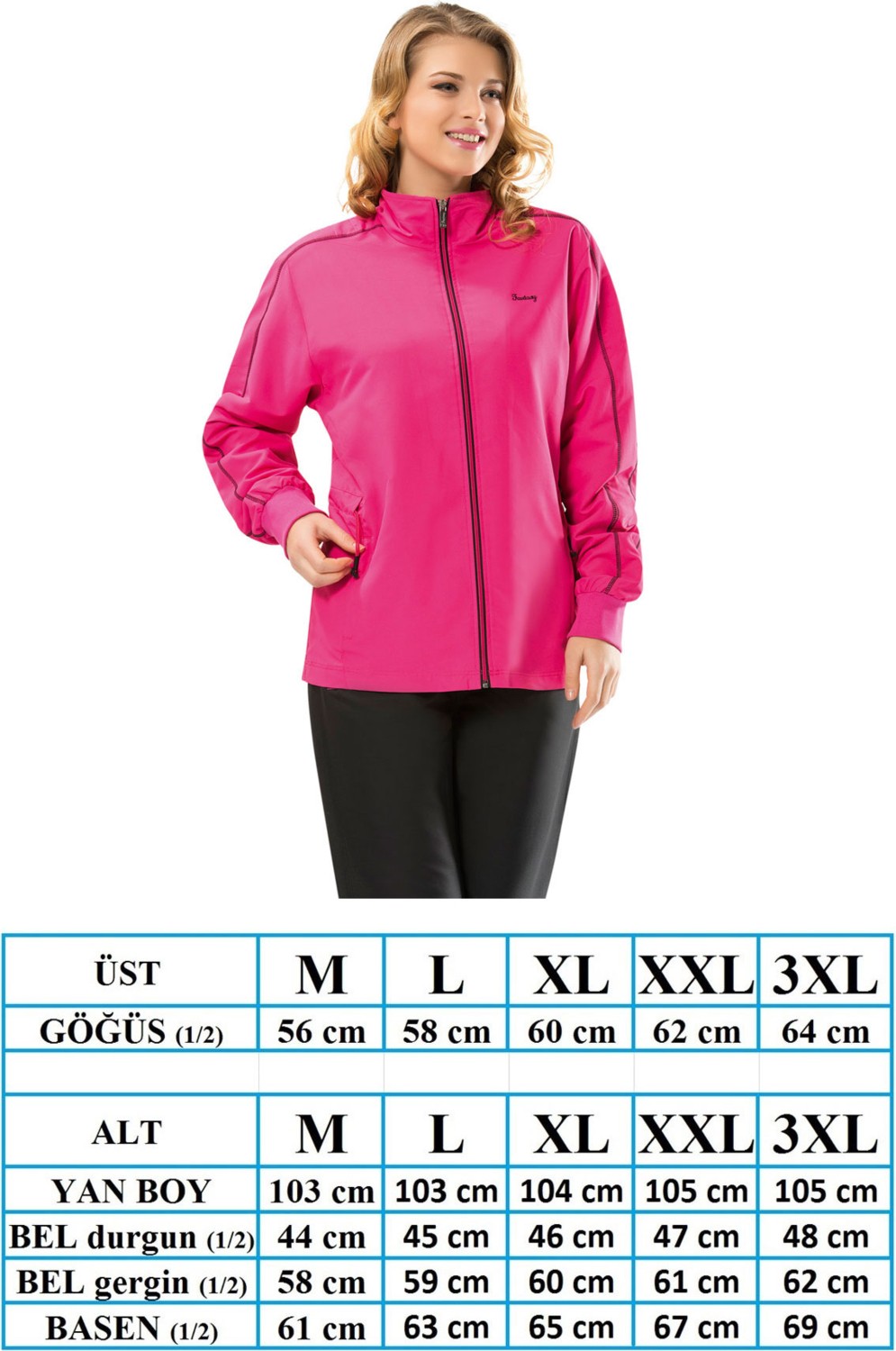 Fantasy Pembe Kadın Balıkçı Yaka Büyük Beden Eşofman Takımı EDY950P görsel 5