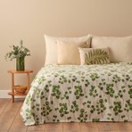 Bella Maison Ocaliptus Pamuklu Çift Kişilik Baskılı Pike Yeşil %80 Pamuk %20 Polyester 150 x 220 cm