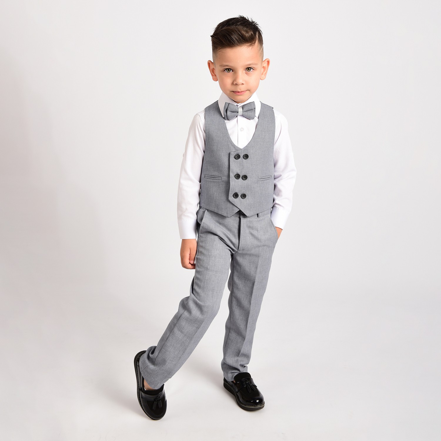 Merdia Kids Erkek Çocuk Smokin Takım Elbise Yelekli Papyonlu