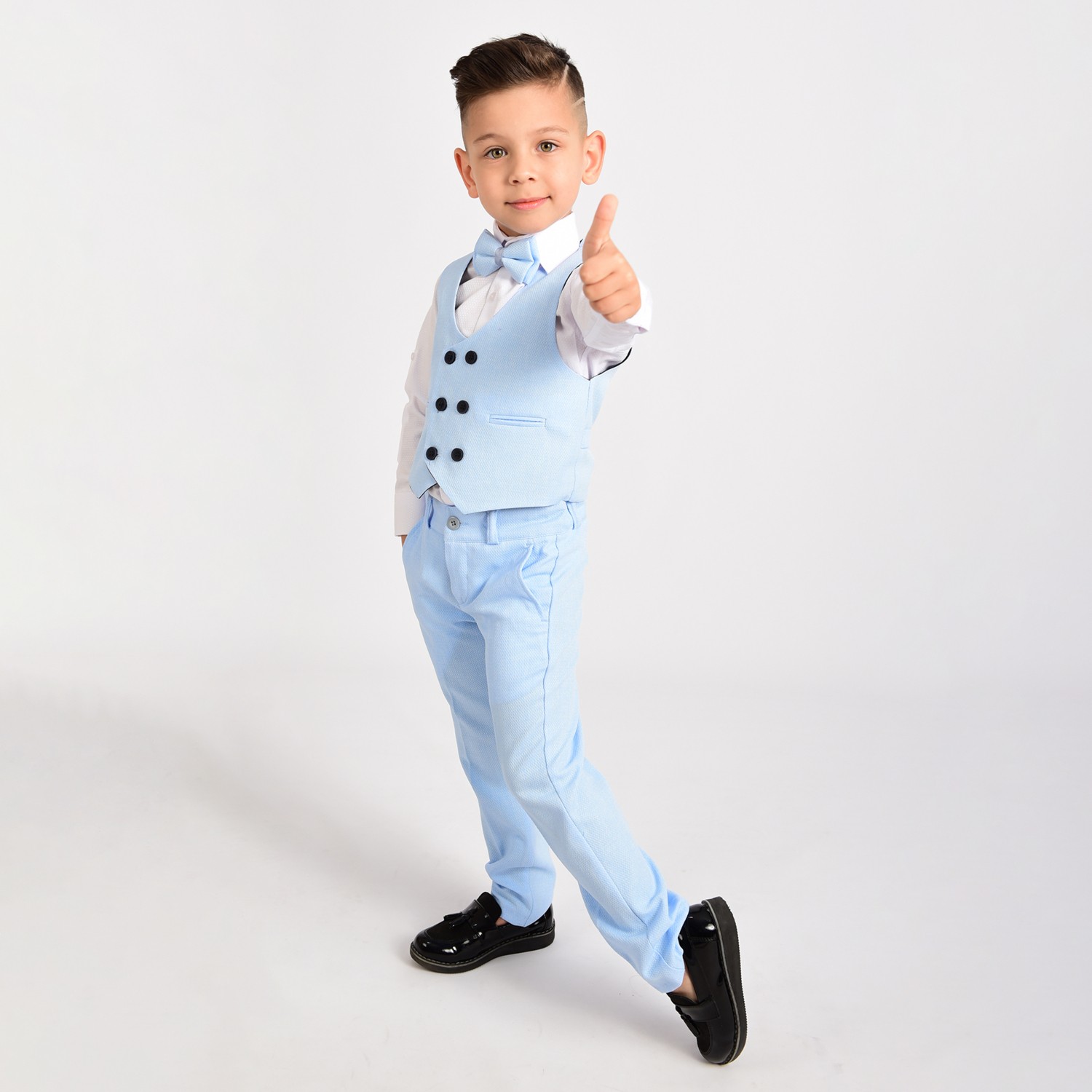 Merdia Kids Erkek Çocuk Smokin Takım Elbise Yelekli Papyonlu görsel 6