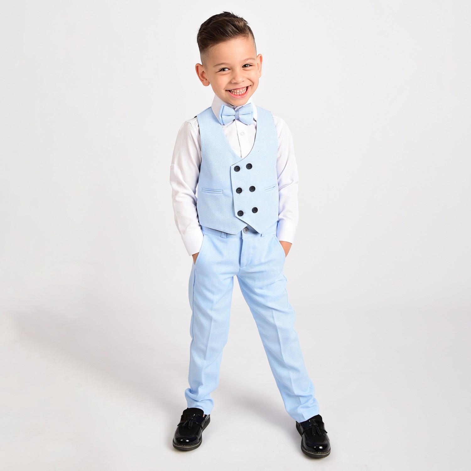 Merdia Kids Erkek Çocuk Smokin Takım Elbise Yelekli Papyonlu görsel 7