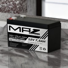 Maz Akü 12 Volt 7.5 Amper (Ah) Kuru AGM VRLA Akü (Yeni Üretim)