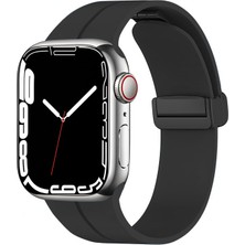 Apple Watch 2/3/4/5/6/7/8/se/nike 38MM 40MM 41MM Silikon Kordon Metal Toka Tasarım (Krd-84)