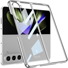 Samsung Galaxy Z Fold 5 Kılıf Kenarları Renkli Darbe Emici Katlanabilir Parlak Sert Şeffaf Kapak