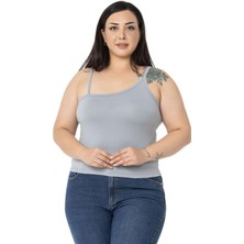 Disentis Modest Büyük Beden Asimetrik Askılı Viskon Gri Body