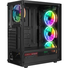 Rampage Vıctory Plus 600W 80+ Bronze Temperli Camlı 4*12CM Rgb Fan + LED Şerit Gaming Oyuncu Kasası