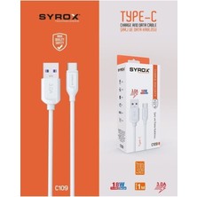 Syrox Tonex C109 Type-C Girişli 18W 3.0A Hızlı Şarj ve Data Kablosu C109