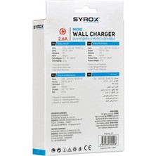 Syrox J47 Micro USB Girişli 2.6 Amper Hızlı Şarj Aleti Beyaz