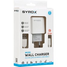 Syrox J47 Micro USB Girişli 2.6 Amper Hızlı Şarj Aleti Samsung Şarj Cihazı