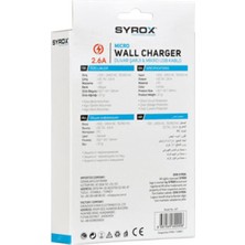 Syrox J47 Micro USB Girişli 2.6 Amper Hızlı Şarj Aleti Samsung Şarj Cihazı