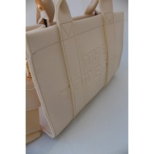 Tekstil Marketi The Tote Bag Beyaz El ve Çapraz Kadın Çantası