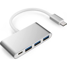 Hubify 4in1 Usb-C Hub Çoklu Bağlantı Noktası Adaptörü : 3x USB 3.0 + 1x Usb-C Hızlı Şarj ve Data Aktarımı Portu.