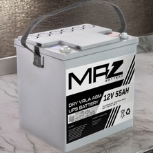 Maz Akü 12 Volt 55 Amper (Ah) Kuru Agm Vrla Akü (Yeni Üretim)