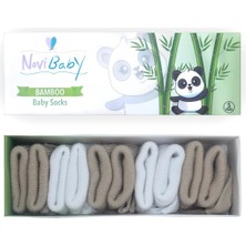 Novibaby 5'li Bambu Yenidoğan Bebek Çorap I White Beige I Kız Erkek Bebek Çorabı