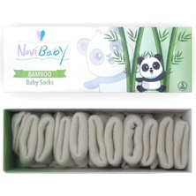 Novibaby 5'li Bambu Yenidoğan Bebek Çorap I Ecru Ekru Kız Erkek Bebek Çorabı