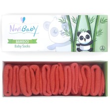 Novibaby 5'li Bambu Yenidoğan Bebek Çorap I Orange Turuncu Kız Erkek Bebek Çorabı