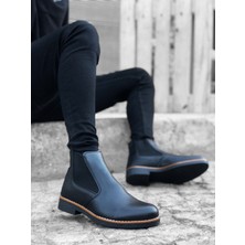 Dh Shoes BA0058 Chelsea Bağcıksız Lastikli Siyah Erkek Yarım Bilek Bot