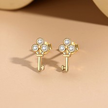 Mini Küçük Anahtar Küpeler, Sade S925 Gümüş Küpeler (Yurt Dışından)