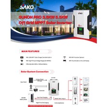 Sako Sunon Pro 3.5 Kw 24 Volt 3500 Watt Tam Sinus Akıllı Inverter Sunon Pro 3.5kw 24V Tam Sinus Akıllı Inverter (450VDC)