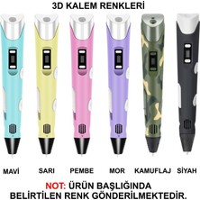 Pembe Renk 3D Pen Kalem Yazıcı ve 40 Metre Pla Filament (10 Renk x 4 Metre)