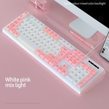 Jingyi Pembe Mavi Oyun Klavyesi Mekanik Hissediyorum Kablolu USB Rgb Arkadan Aydınlatmalı Renk Eşleştirme Pc Ev Ofis Gamer Için 104 Tuşlu Klavyeler (Yurt Dışından)