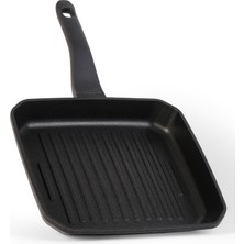 Fabcio Verona Titanyum Kaplama Yanmaz Yapışmaz Kare Grill Tava (Siyah - 28cm)