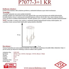 Eray Aydınlatma P7077-3+1 4lü Krom Sarkıt LED Avize(Beyaz Işık -Sarı Işık - Gün Işığı)