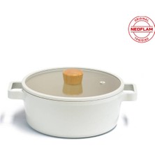 Neoflam Fika Alüminyum Döküm Cam Kapaklı 12 Parça Tencere & Tava Seti Bej 26 Wok 26 Tava