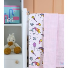 Montefair Unicorn Rüyası Pembe Bebek Battaniyesi, 80X80 cm %100 Pamuk Muslin Kumaşlı Waffle Pike