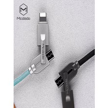 Mcdodo CA-3911 2in1 Micro/lightning Cinko Alasim Orgu Kablo 1.2m 2.4A Siyah
