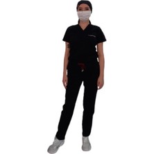 Emel Tekstil Likralı Doktor Hemşire Lacivert Forma V Yaka Üniforma Takım 4804