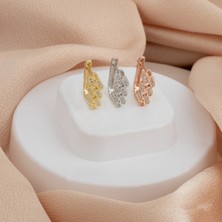 Dkmn Silver Şerit Şeklinde Taşlı Gümüş Küpe
