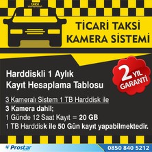 Prostar Ticari Taksiler Için 1 Tb Kayıtlı Kamera Sistemi Seti