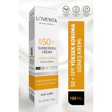 Loventa 50+ Spf Yüksek Korumalı Güneş Kremi - Alkol, Paraben, Parfüm İçermez 100 ml