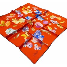 La Boutique Turuncu Desenli Sura İpek Eşarp 1655 - 04