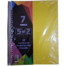 Artlantis 5+2 Ayraçlı Defter 7 Konulu 175 Yaprak 1 Adet 5 Kareli 2 Çizgili Spralli Plastik Kapak Seperatörlü