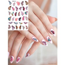 BP Tattoo Kelebek Kanatları Rengarenk Tırnak Stickerı - Nail Art Tırnak Dövme