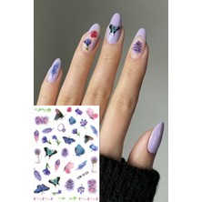 BP Tattoo Lavanta ve Kelebek Renkli Tırnak Sticker - Nail Art Tırnak Dövme