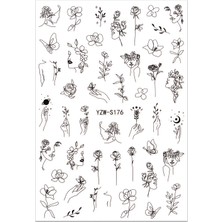 BP Tattoo Flower Girl Nail Art Tırnak Sticker Çiçekli Tırnak Dövmesi