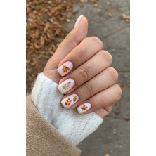 BP Tattoo Fall Dökülen Yapraklar Sonbahar Renkli Tırnak Dövmesi Nail Art