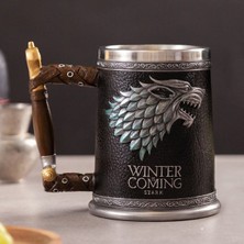 Hediyesahibi  Winter Coming Tasarımlı Kupa 3D Oyma Paslanmaz Çelik Kupa