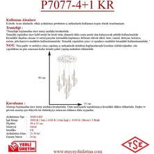 Eray Aydınlatma P7077-4+1 5li Krom Sarkıt LED Avize(Beyaz Işık -Sarı Işık - Gün Işığı)