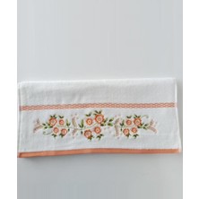 Özdilek Azalea 50*90 cm Nakişlı Havlu Beyaz-Somon