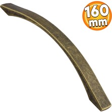 Badem10 Berilay Düz Mobilya Mutfak Dolabı Çekmece Dolap Kapak Kulpu Kulbu Antik Sarı 160 mm Metal Kulp