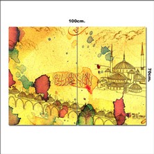 Bedeko Ahşap Tablo Kelime-I Tevhid ve Cami  70*100CM