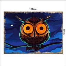 Bedeko Ahşap Tablo Turuncu Gözlü Baykuş  70*100CM
