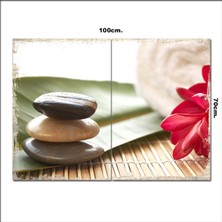 Bedeko Ahşap Tablo Spa Taşlar ve Çiçek  70*100CM