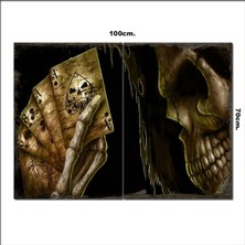 Bedeko Ahşap Tablo Kumarcı Kurukafa Görseli 70*100CM